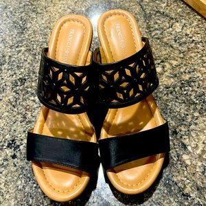 Franco Fortini Black Wedge Sandals